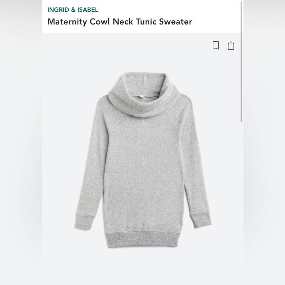 Ingrid & Isabel • Maternity Cowl Neck Tunic Sweater • Grey • Small